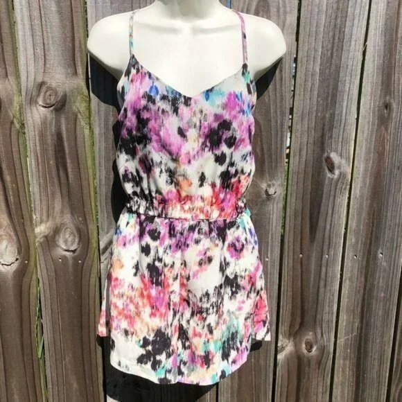 NWT Parker Large Romper Jumpsuit Sleeveless Watercolor Oasis Scout Shorts Mini - Picture 4 of 12